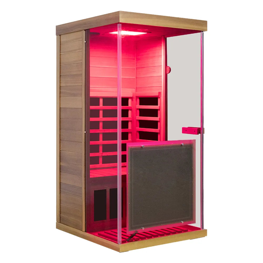 Wizzisaunas 909MX 1-Person Full Spectrum Near Zero EMF Indoor Infrared Sauna + Medical-Grade Red Light Therapy