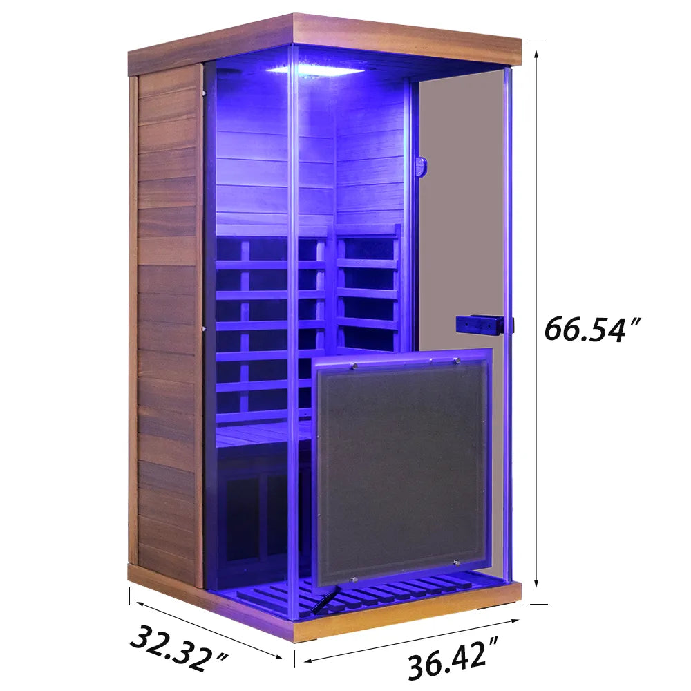 Wizzisaunas 909MX 1-Person Full Spectrum Near Zero EMF Indoor Infrared Sauna + Medical-Grade Red Light Therapy