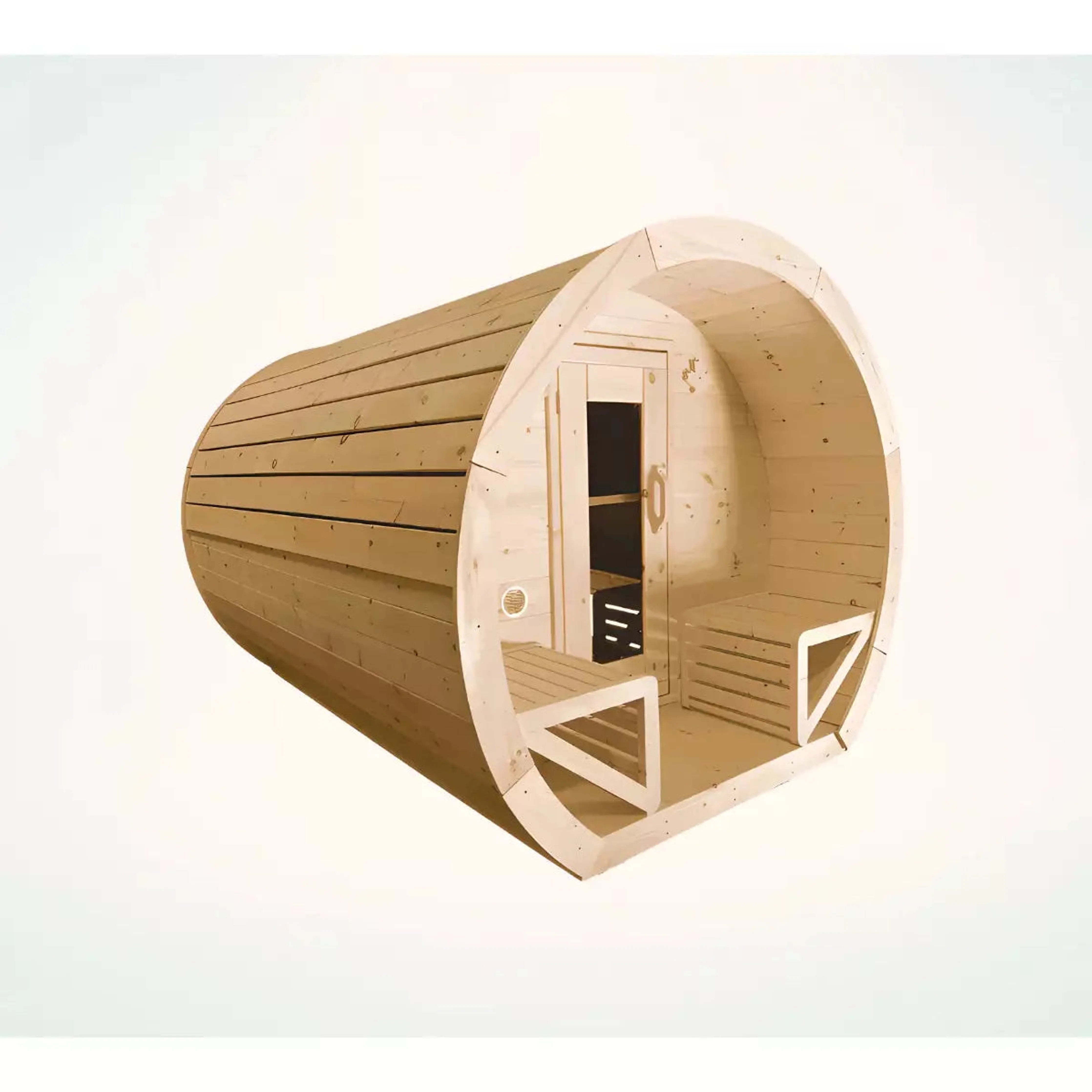 Finnish Sauna Builders Outdoor Flat Bottom Barrel Sauna