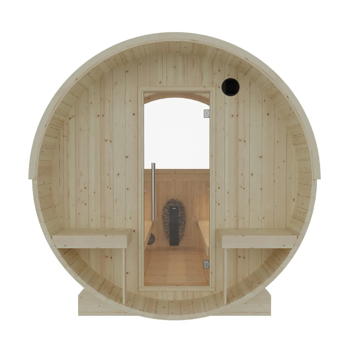 Helsinki Finnish 6-Person Barrel Sauna with Terrace and WiFi Heater
