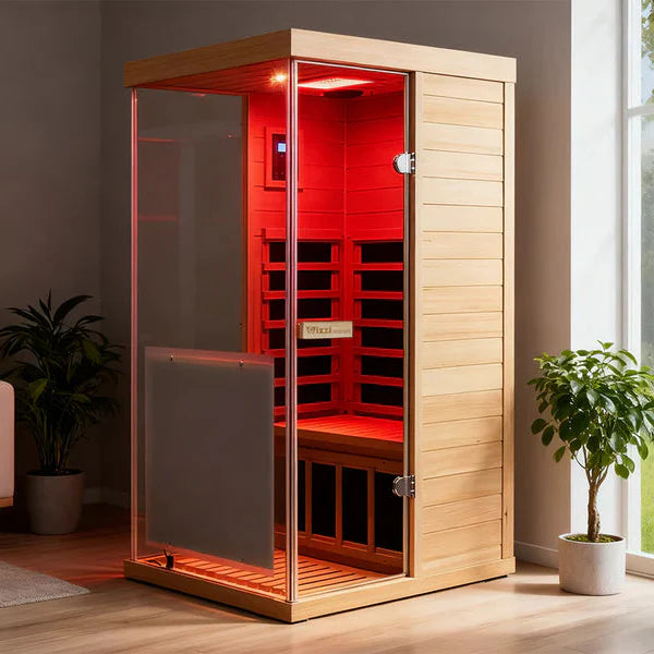 Wizzisaunas 909MX 1-Person Full Spectrum Near Zero EMF Indoor Infrared Sauna + Medical-Grade Red Light Therapy