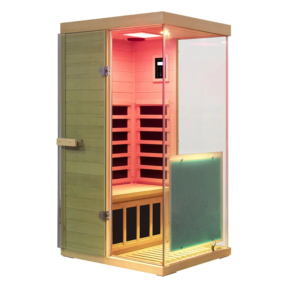 Wizzisaunas 909MX 1-Person Full Spectrum Near Zero EMF Indoor Infrared Sauna + Medical-Grade Red Light Therapy