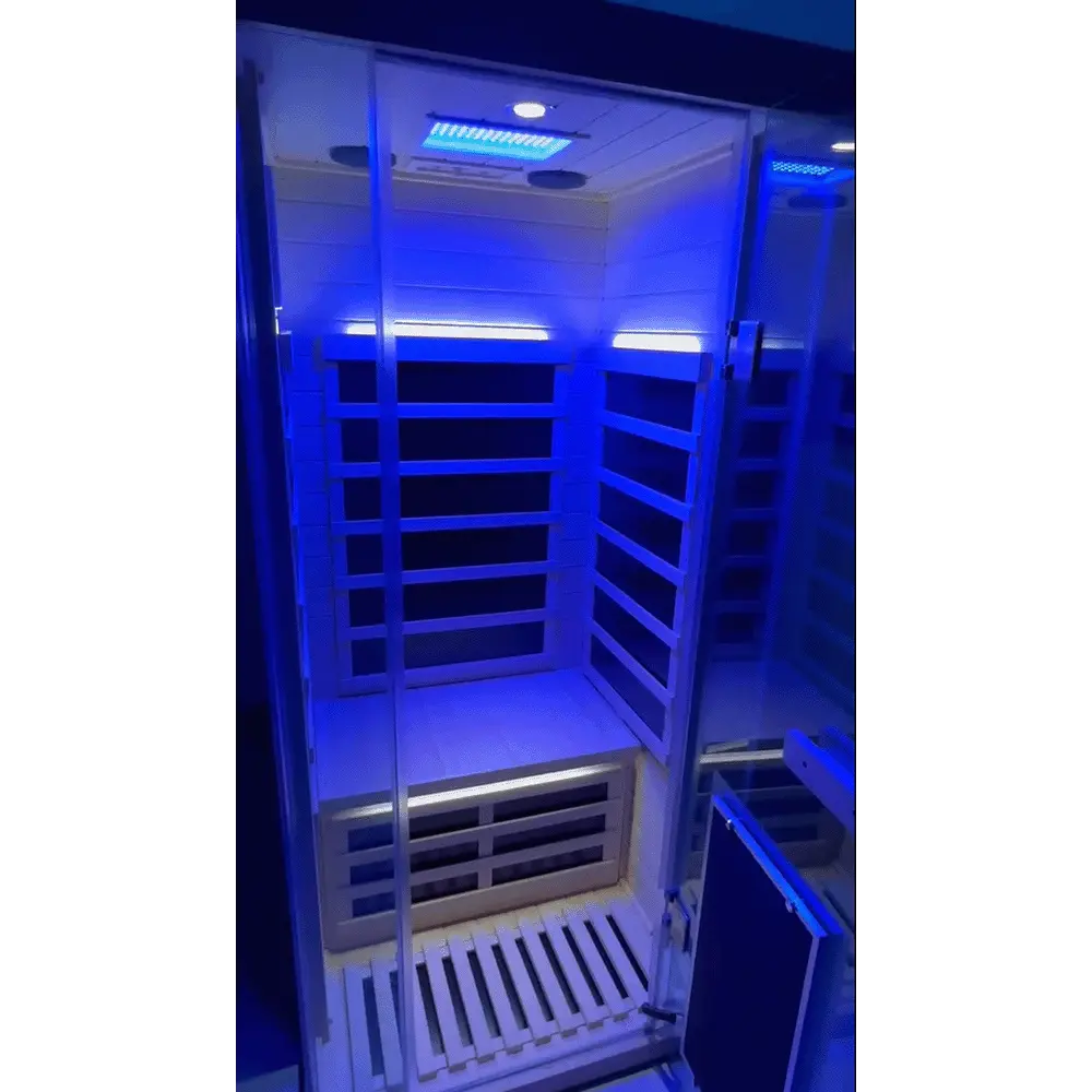 Wizzisaunas S01 1-Person Full Spectrum Near Zero EMF Indoor Infrared Sauna + Medical-Grade Red Light Therapy