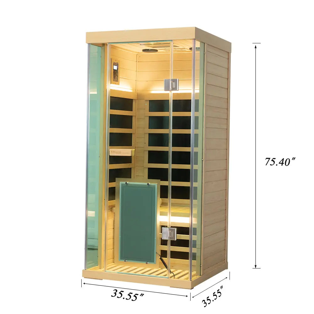 Wizzisaunas S01 1-Person Full Spectrum Near Zero EMF Indoor Infrared Sauna + Medical-Grade Red Light Therapy
