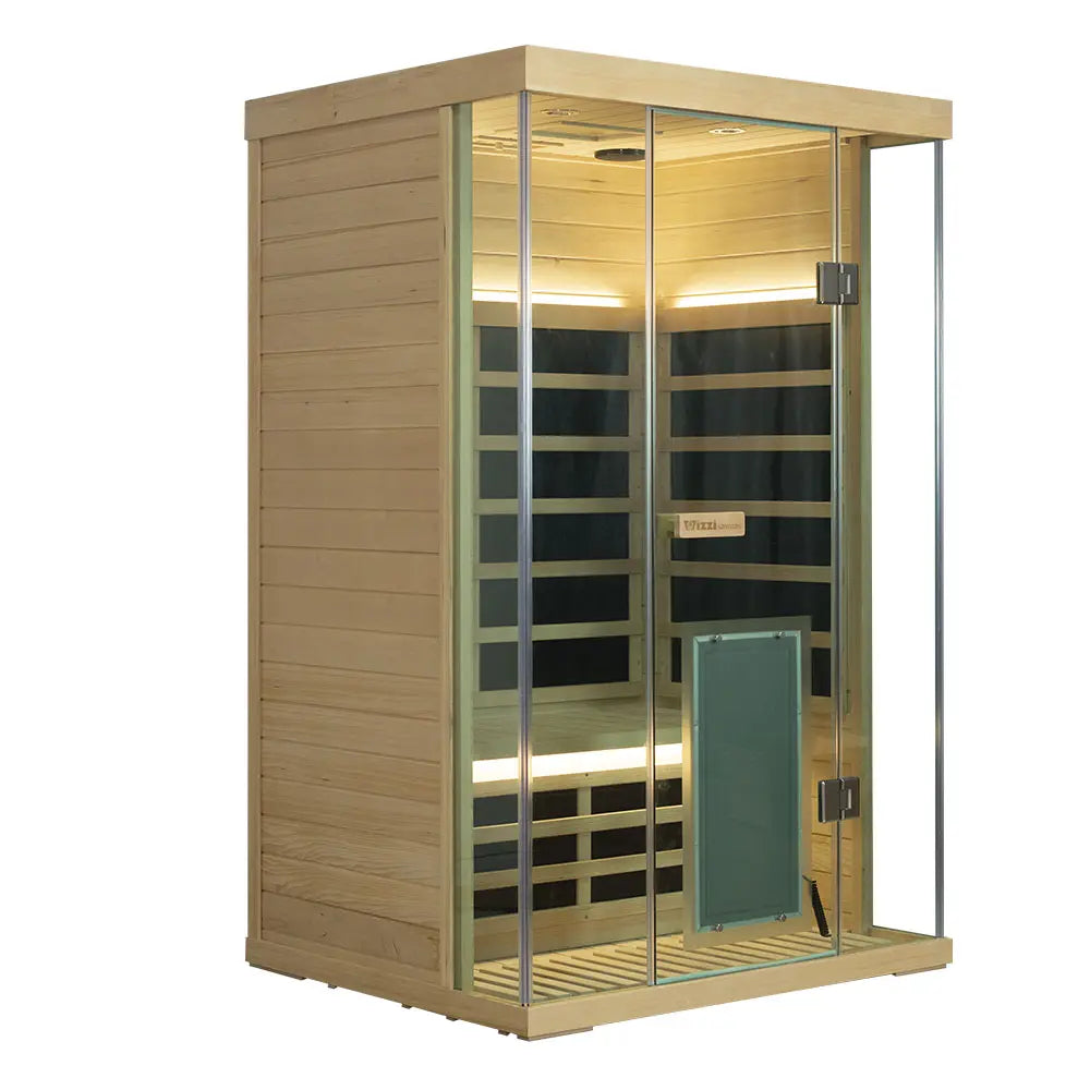 Wizzisaunas S02 2-Person Full Spectrum Near Zero EMF Indoor Infrared Sauna + Medical-Grade Red Light Therapy