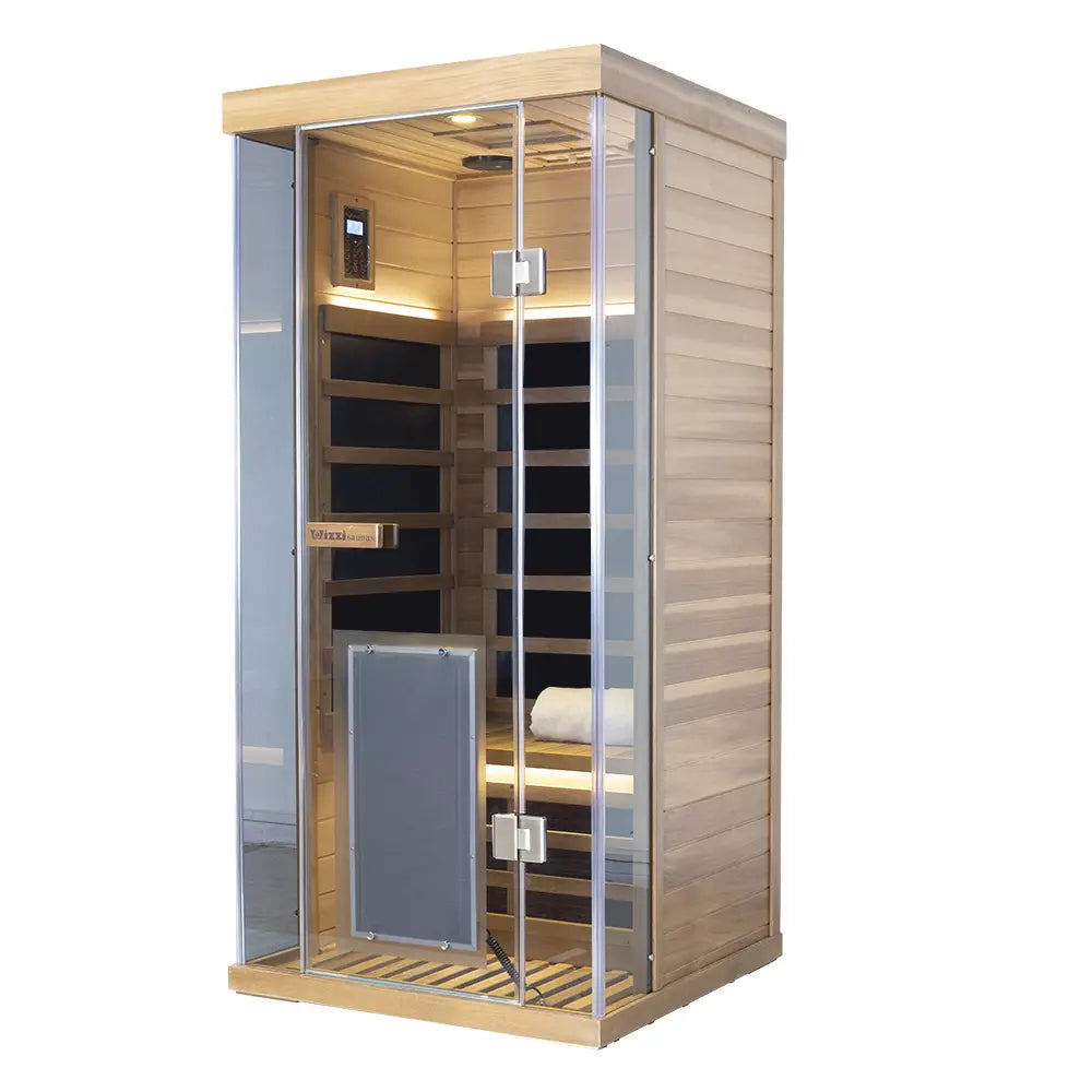 Wizzisaunas S01 1-Person Full Spectrum Near Zero EMF Indoor Infrared Sauna + Medical-Grade Red Light Therapy