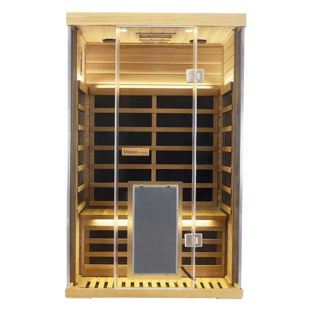Wizzisaunas S02 2-Person Full Spectrum Near Zero EMF Indoor Infrared Sauna + Medical-Grade Red Light Therapy