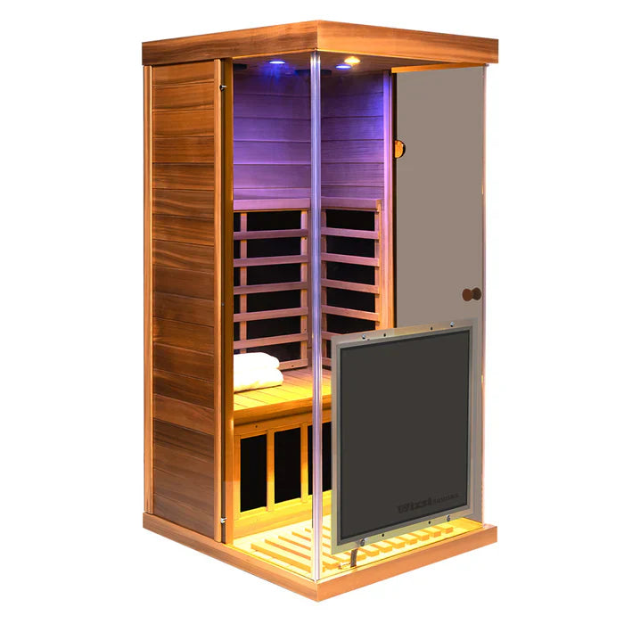 Wizzisaunas 909MX 1-Person Full Spectrum Near Zero EMF Indoor Infrared Sauna + Medical-Grade Red Light Therapy