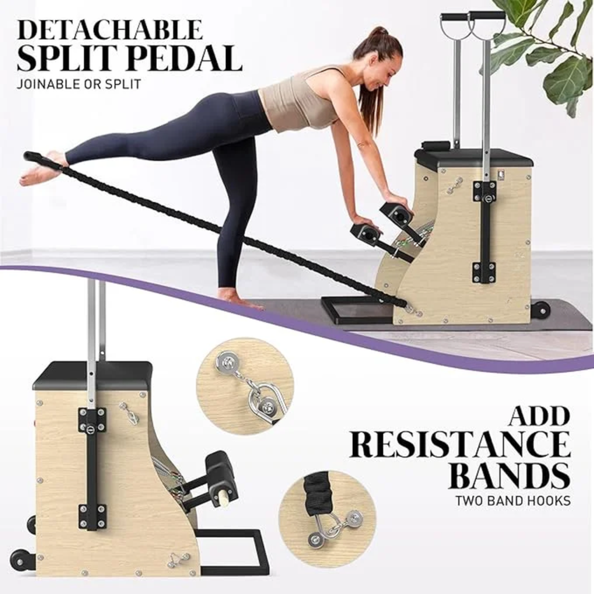 Pilates Reformer Machine with Pilates Chair and Pilates Barrel for Home Workout