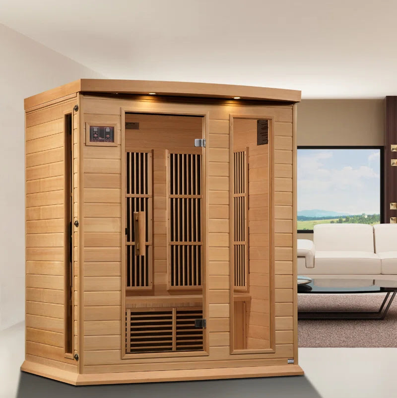 3 - Person Indoor Bluetooth Compatible FAR Infrared Sauna in Hemlock