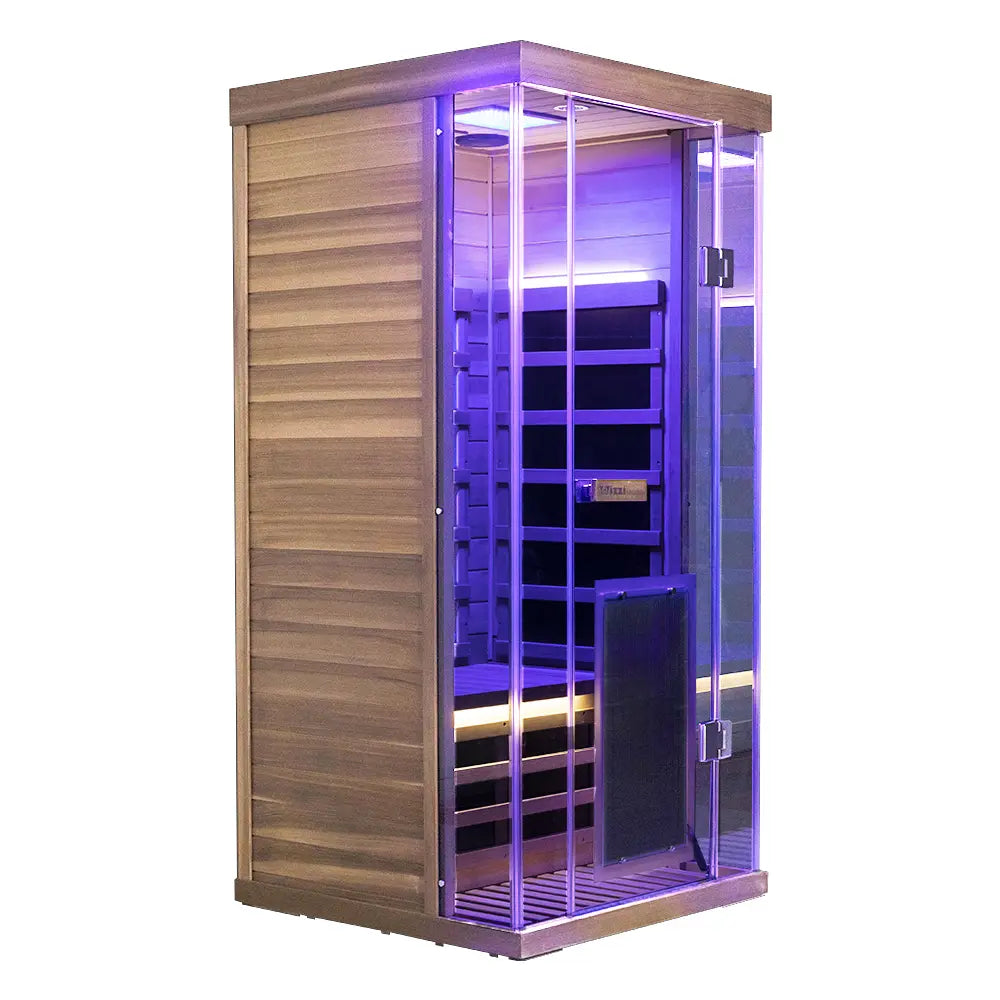 Wizzisaunas S01 1-Person Full Spectrum Near Zero EMF Indoor Infrared Sauna + Medical-Grade Red Light Therapy