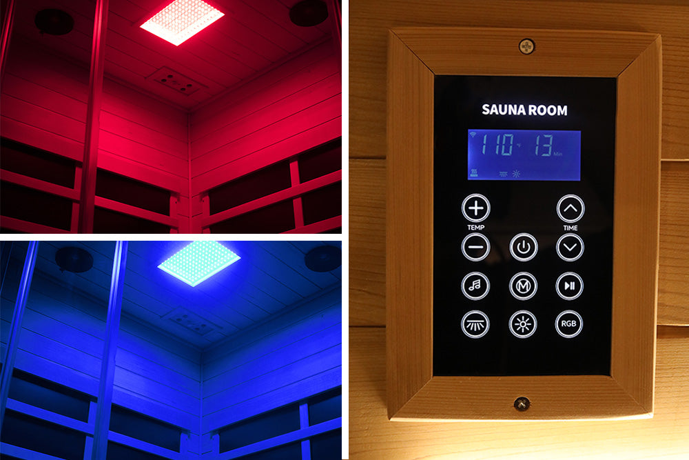 Wizzisaunas S07 2–3 Person Full Spectrum Near Zero EMF Indoor Infrared Sauna + Medical-Grade Red Light Therapy