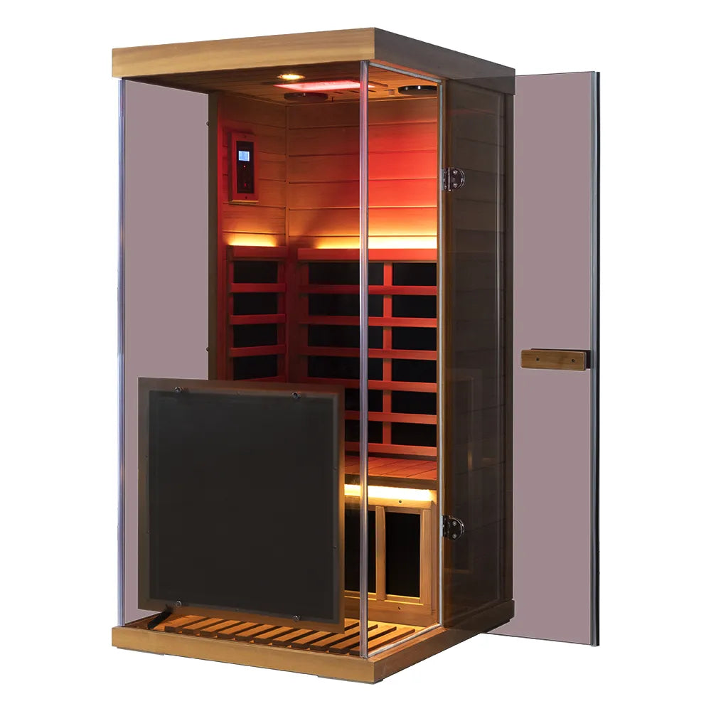 Wizzisaunas 909MX 1-Person Full Spectrum Near Zero EMF Indoor Infrared Sauna + Medical-Grade Red Light Therapy
