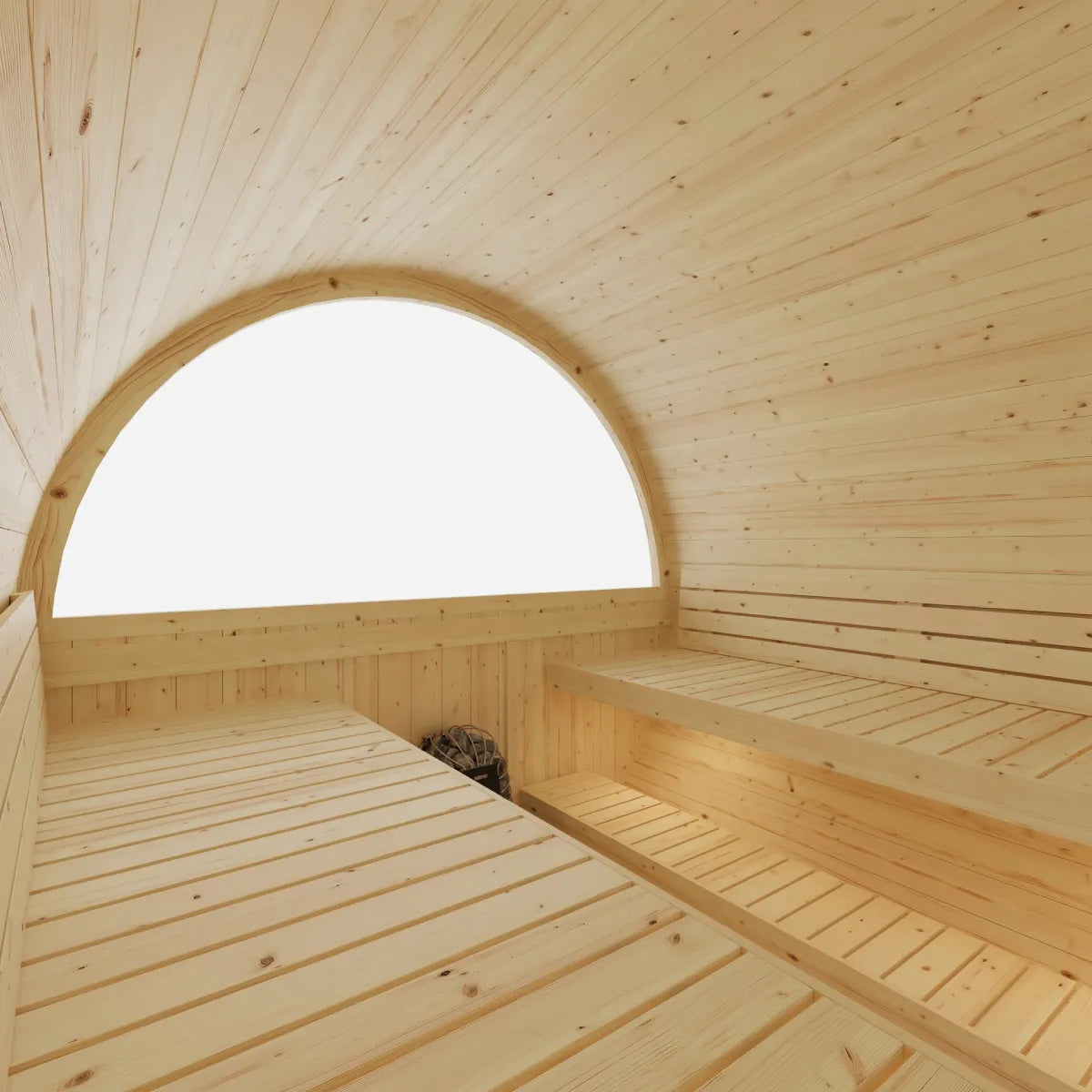 Helsinki Finnish 6-Person Barrel Sauna with Terrace and WiFi Heater