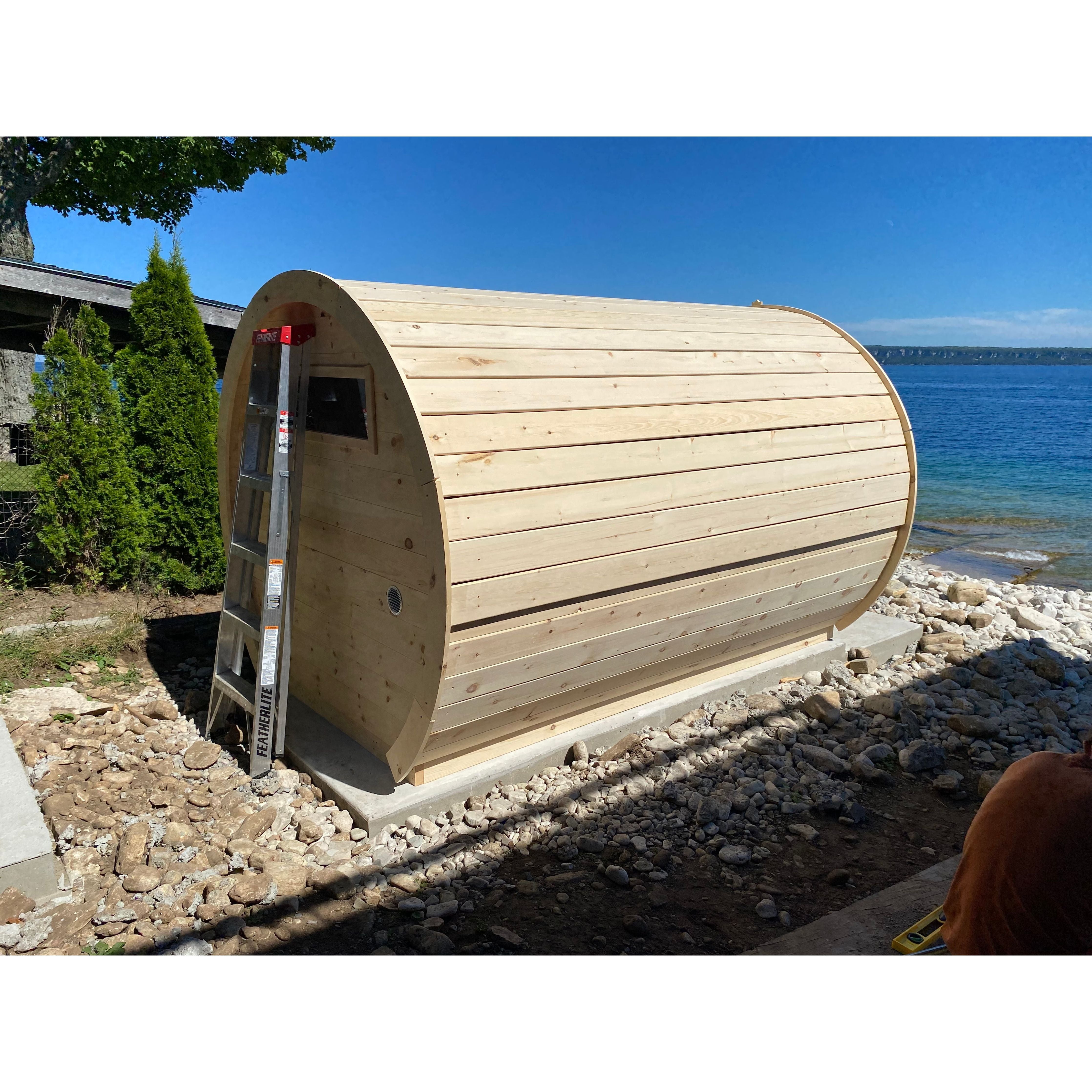 Finnish Sauna Builders Outdoor Flat Bottom Barrel Sauna