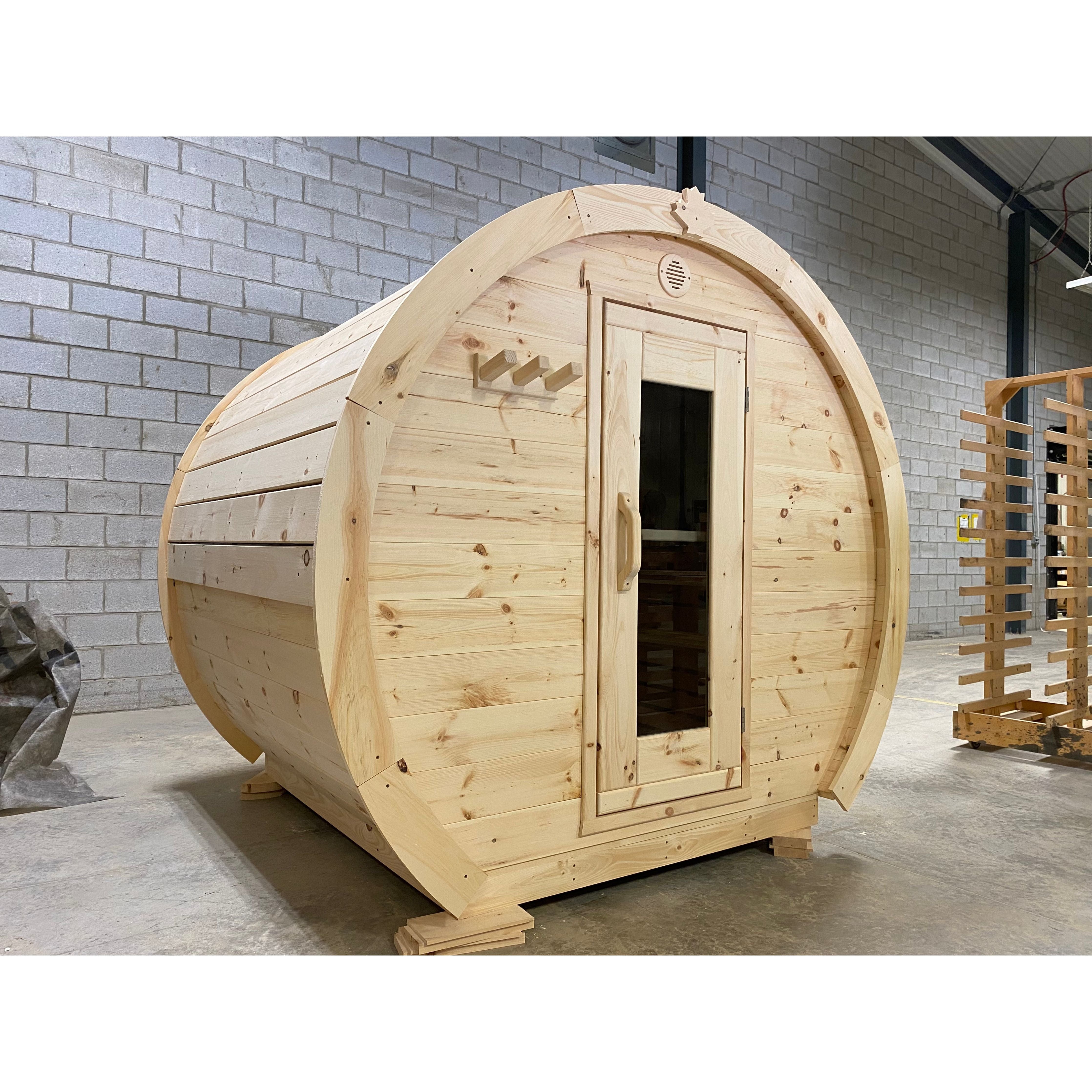 Finnish Sauna Builders Outdoor Flat Bottom Barrel Sauna