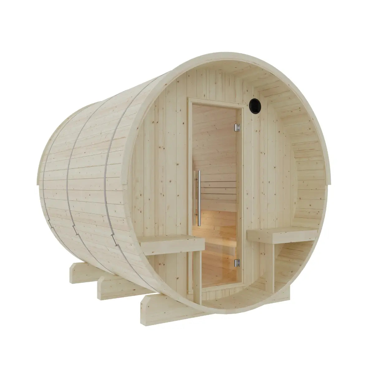 Turku Finnish 6-Person Barrel Sauna with Terrace and WiFi Heater