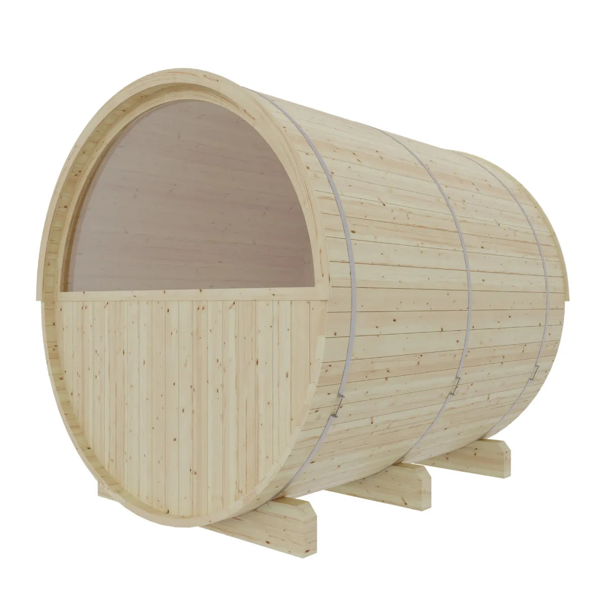 Vassa Finnish 4-Person Barrel Sauna with WiFi Heater, handcrafted by Finnish Sauna Builders