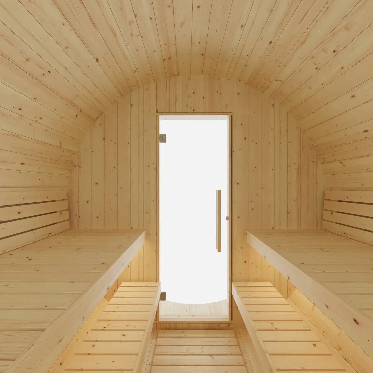 Vassa Finnish 4-Person Barrel Sauna with WiFi Heater, handcrafted by Finnish Sauna Builders