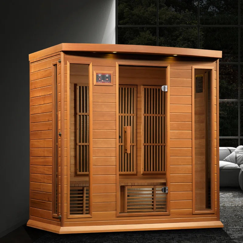 4 - Person Indoor Bluetooth Compatible FAR Infrared Sauna in Cedar
