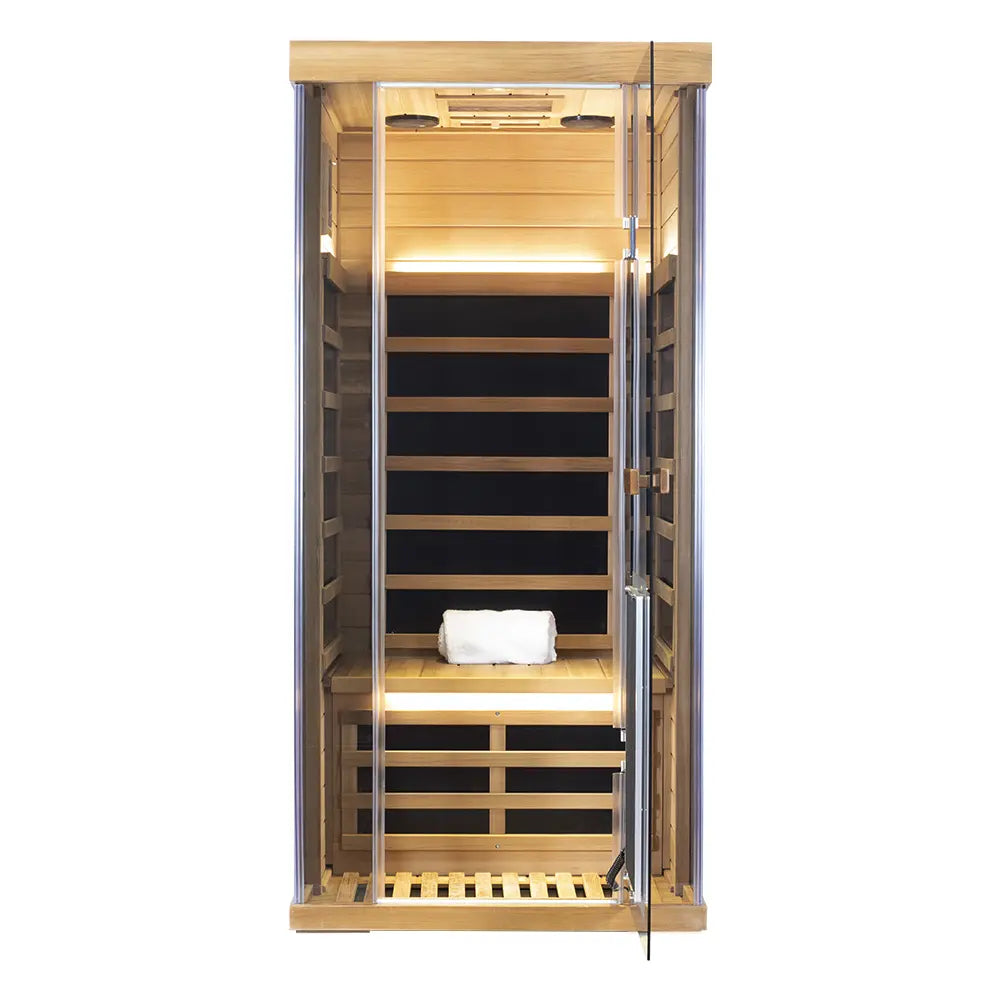 Wizzisaunas S01 1-Person Full Spectrum Near Zero EMF Indoor Infrared Sauna + Medical-Grade Red Light Therapy