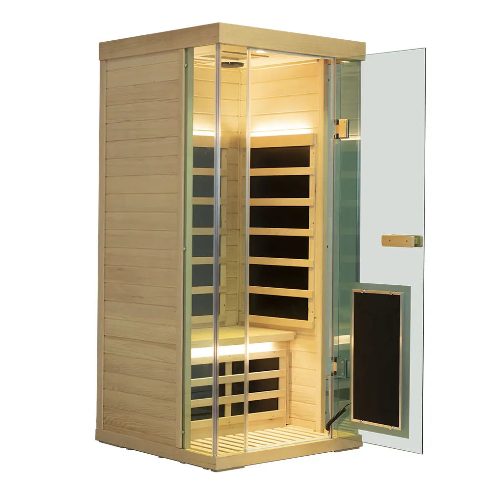 Wizzisaunas S01 1-Person Full Spectrum Near Zero EMF Indoor Infrared Sauna + Medical-Grade Red Light Therapy