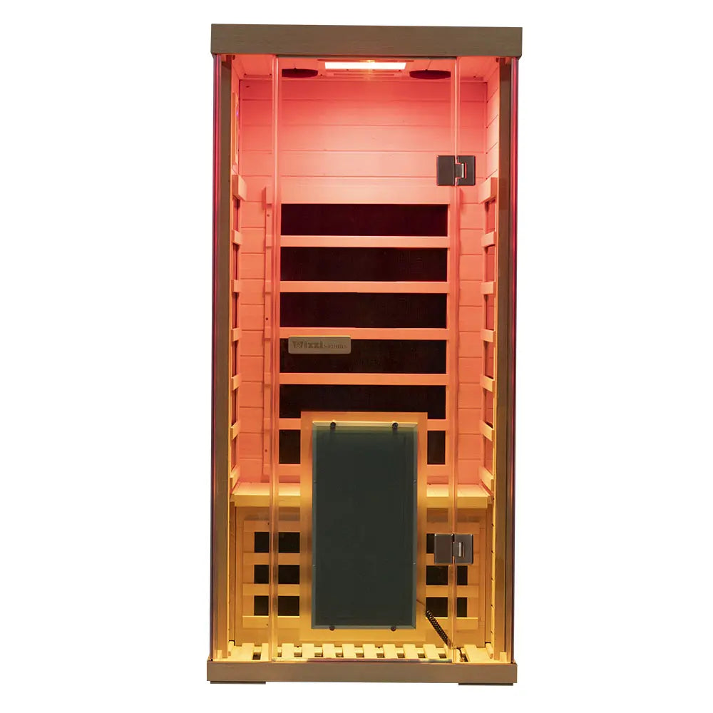 Wizzisaunas S01 1-Person Full Spectrum Near Zero EMF Indoor Infrared Sauna + Medical-Grade Red Light Therapy
