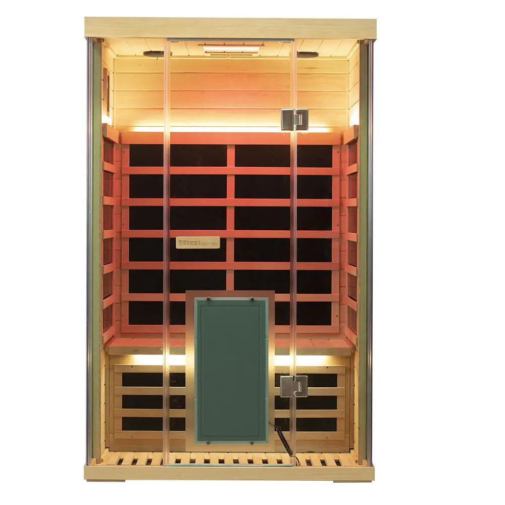 Wizzisaunas S02 2-Person Full Spectrum Near Zero EMF Indoor Infrared Sauna + Medical-Grade Red Light Therapy