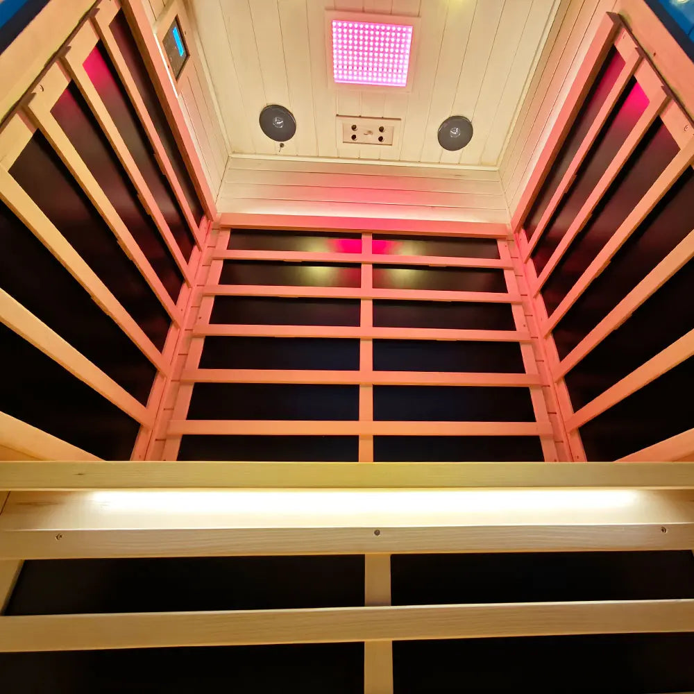 Wizzisaunas S02 2-Person Full Spectrum Near Zero EMF Indoor Infrared Sauna + Medical-Grade Red Light Therapy
