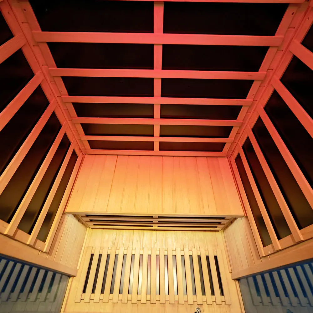 Wizzisaunas S02 2-Person Full Spectrum Near Zero EMF Indoor Infrared Sauna + Medical-Grade Red Light Therapy