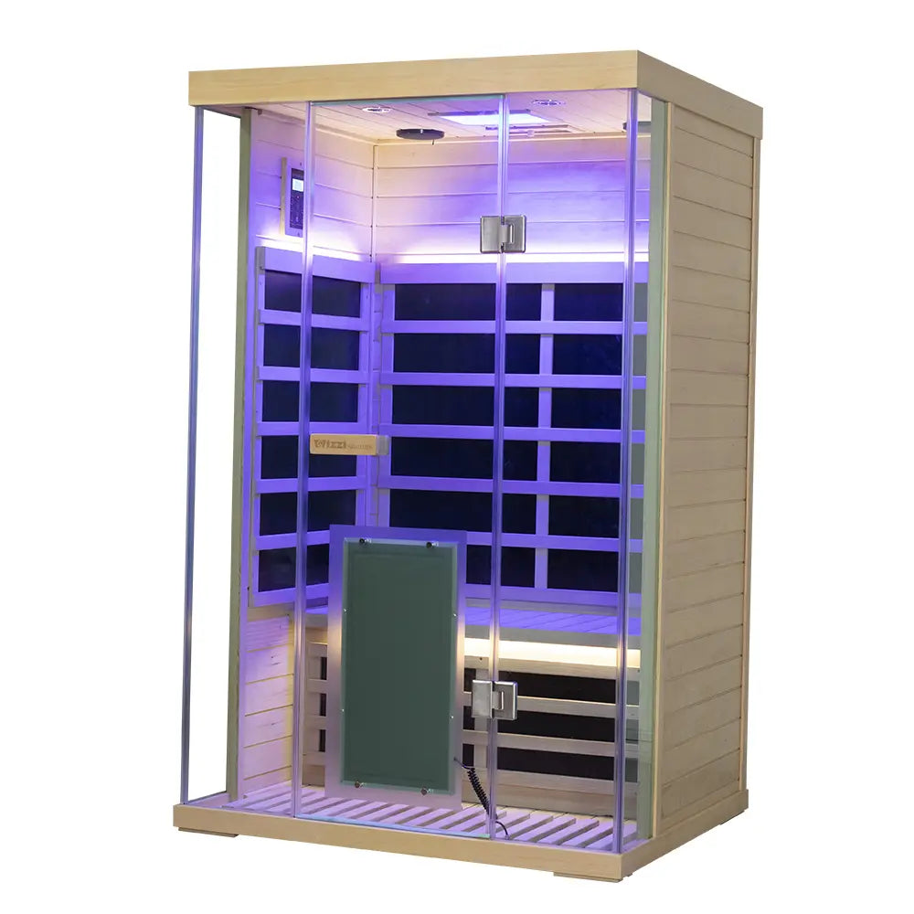 Wizzisaunas S02 2-Person Full Spectrum Near Zero EMF Indoor Infrared Sauna + Medical-Grade Red Light Therapy