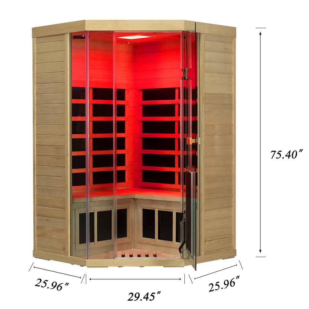 Wizzisaunas S07 2–3 Person Full Spectrum Near Zero EMF Indoor Infrared Sauna + Medical-Grade Red Light Therapy